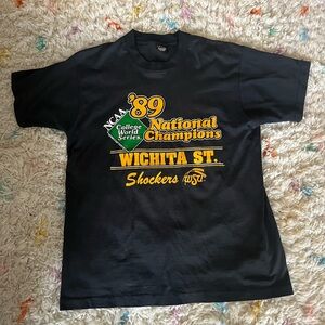 Vintage Black Wichita State Shockers T-Shirt 89 championship size XL
